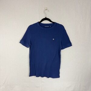 Calvin Klein Jeans Mens Navy Blue Waffle Knit Crew Neck Short Sleeve T Shirt